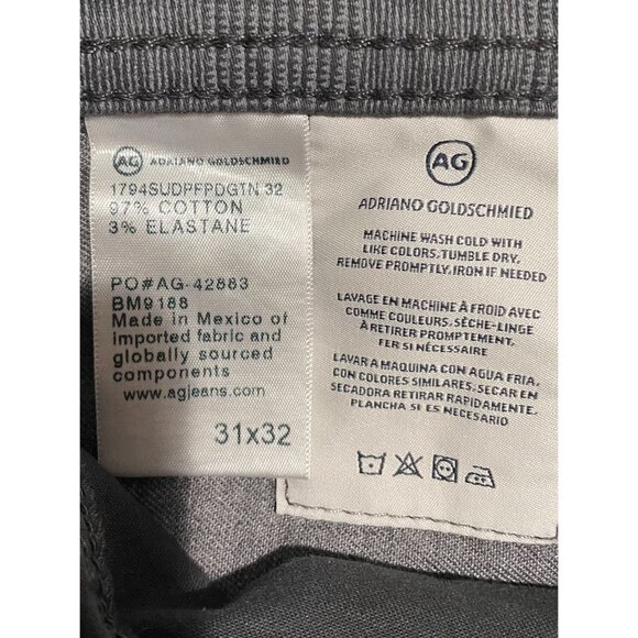 AG Mens The Everett Slim Straight Pants Size 31x32 Gray Plaid Cotton & Elastane - Picture 6 of 16